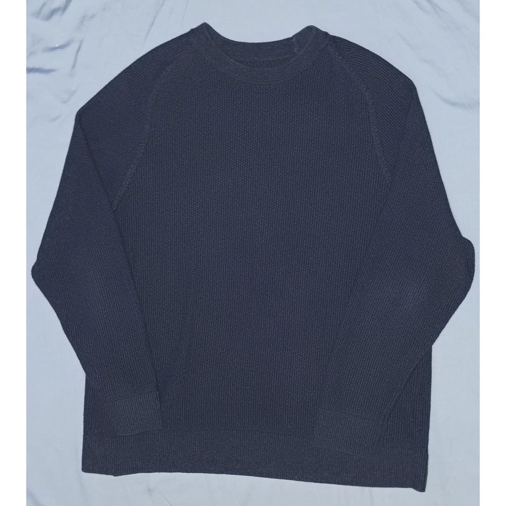 Lululemon Mens Textured Crewneck Sweater Navy Blue Size XXL LM3ENFS‎